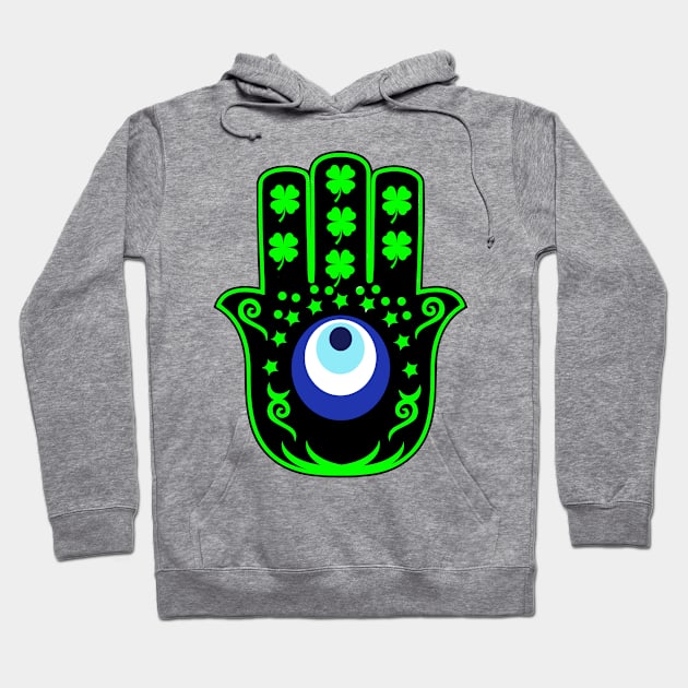 St Patricks day Hand of hamsa Hoodie by livania